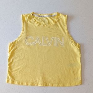 3/$15 Calvin Klein Performance Crop Yellow Tank Top